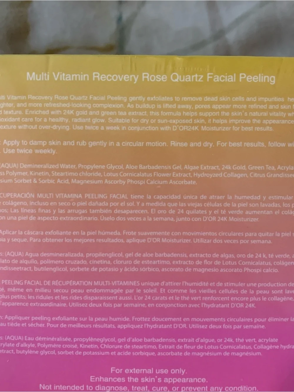 D'OR24K Prestige Multi Vitamin Recovery Rose Quartz Facial Peeling - Pink